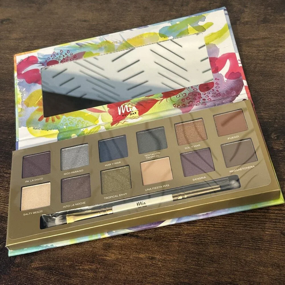 NEW Mia de Mar Life is a Fiesta Eyeshadow Palette Dual Brush Vegan Festival